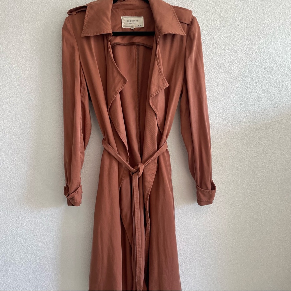 Women’s Nordstrom Bagatelle Notch Lapel Trenchcoat (Copper) - Size Small